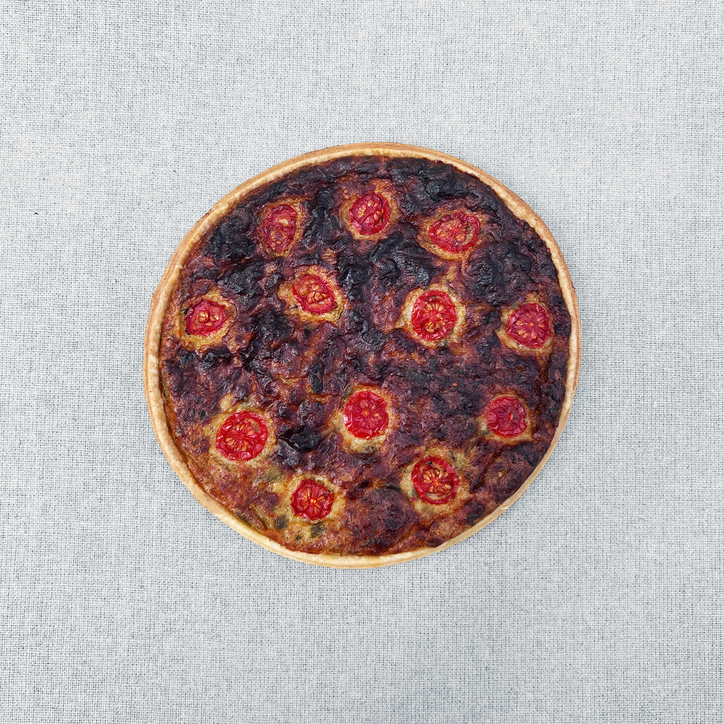 Tarte au fromage, aux poireaux et tomates